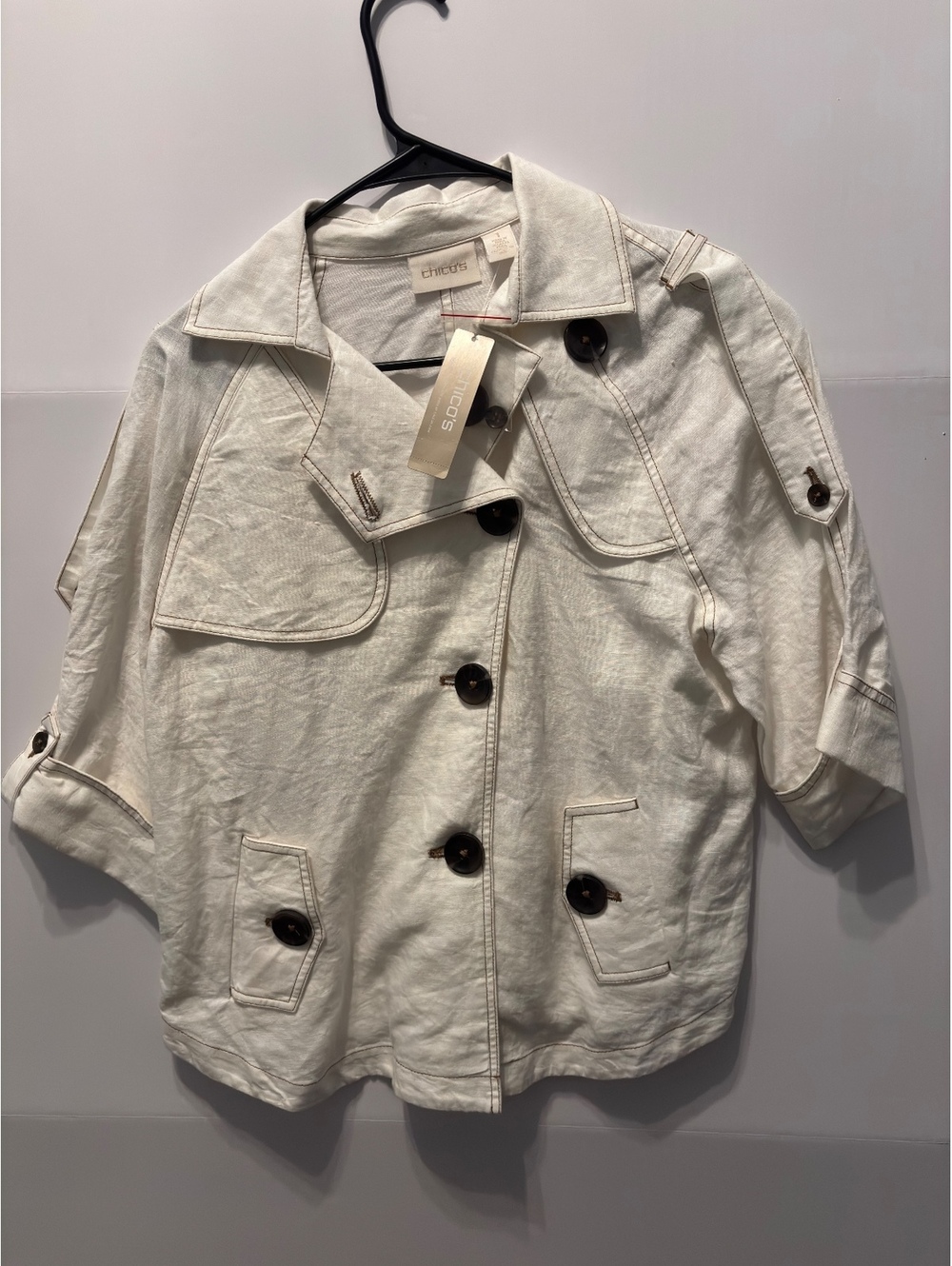 Chico's cream button-front jacket